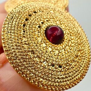 VTG Francesca Visconti Gold Disc Clip-on Earrings SIGNED NEW Chunky Italian NWT